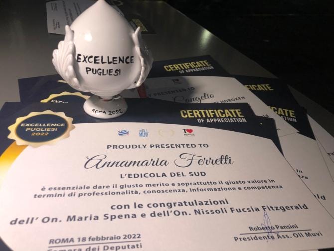 Excellence pugliesi alla terza edizione. Un riconoscimento anche per L’Edicola del Sud