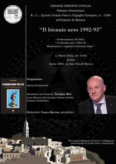 “Il biennio nero 1992-93”: il 12 marzo, a Matera, la presentazione del libro di Stefano Bisi
