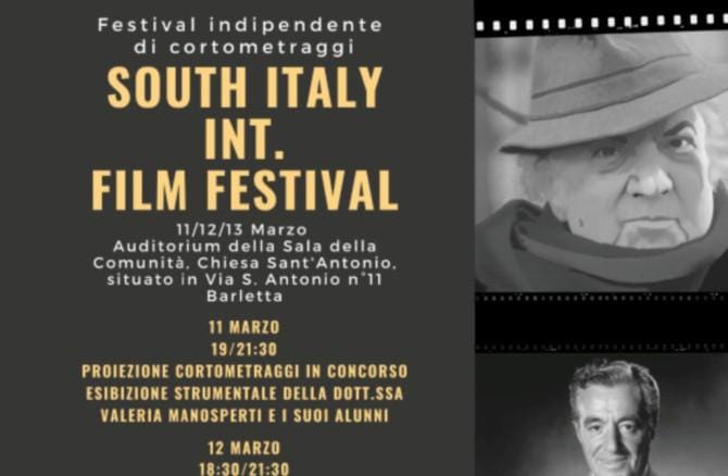 Barletta, prima edizione del South Italy International Film. Dall’11 al 13 marzo