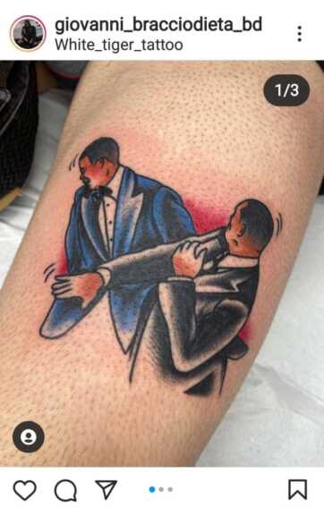 Lo schiaffo di Will Smith a Chris Rock diventa un tatuaggio: a realizzarlo un tatuatore brindisino