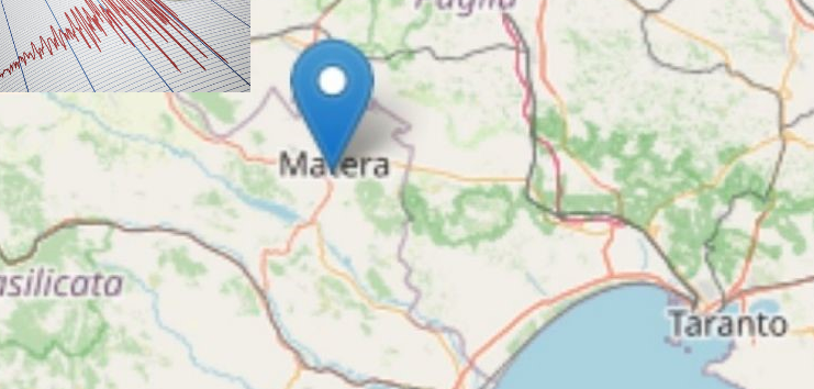 Fortissima scossa di terremoto a Matera. Avvertito in un raggio di 20 Km, fino ad Altamura