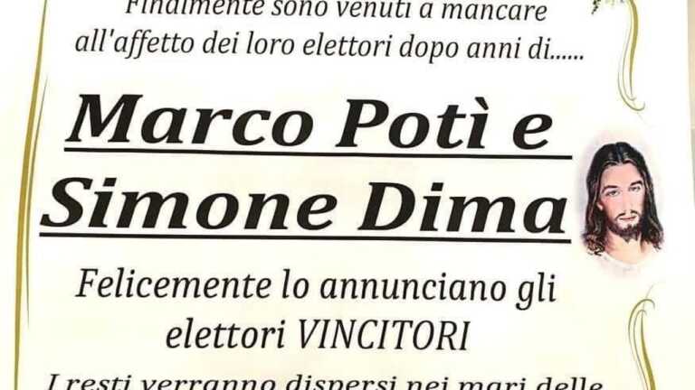 Comunali, a Melendugno sconcerto per il manifesto funebre col nome del sindaco sconfitto