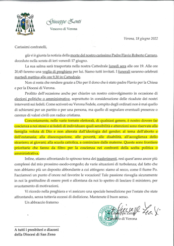 Galleria foto 'Verona, ecco la lettera del vescovo Zenti: “Chi vota pensi a famiglia e dica no a gender”' - foto 1