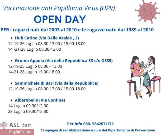 Galleria foto 'Asl Bari, via agli open day per le vaccinazioni contro il Papilloma virus' - foto 1