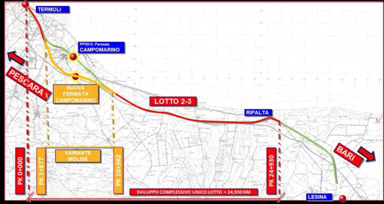 Raddoppio della linea Termoli-Lesina: via ai lavori nel primo semestre 2023