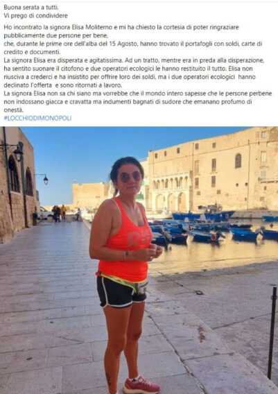 Galleria foto 'Smarrisce il portafogli: operatori ecologici lo trovano e lo restituiscono. Il ringraziamento sui social' - foto 1