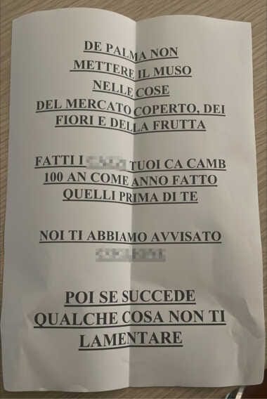 Terlizzi, minacce all’assessore De Palma: «Non mettere il muso nel mercato della frutta»