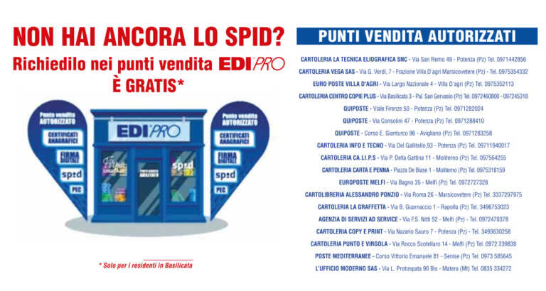 Spid facile e gratuito nelle edicole EdiPro della Basilicata