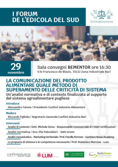 I Forum de “L’Edicola del Sud”: la produzione alimentare e le criticità del sistema. Parla Tatone