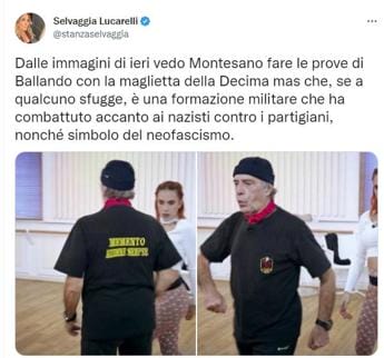Galleria foto 'Ballando con le Stelle, Lucarelli: “Montesano alle prove con maglia Decima Mas”' - foto 1