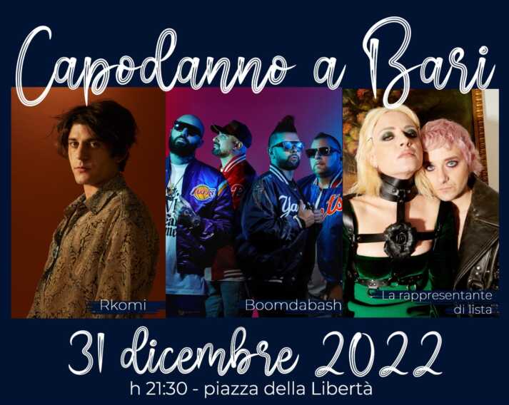 Capodanno a Bari: Rkomi, la Rappresentante di Lista e Boomdabash in piazza della Libertà