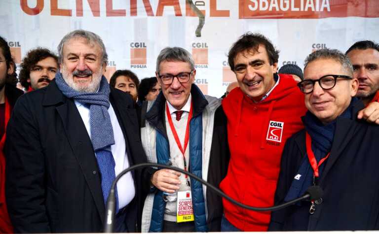 Emiliano in piazza con la Cgil: «La Manovra del Governo è contro la povera gente e le imprese perbene» – VIDEO