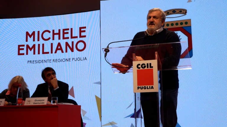 Emiliano al congresso della Cgil Puglia: «Troviamo insieme soluzioni ai problemi del lavoro» – VIDEO