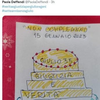 Galleria foto 'Regeni, la mamma su Twitter: “Torta del ‘non compleanno’, giustizia e verità”' - foto 1