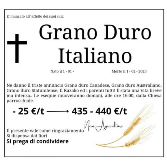 Galleria foto 'Il funerale del grano duro. L’allarme di Cia Capitanata: «Tutelare la filiera italiana»' - foto 1