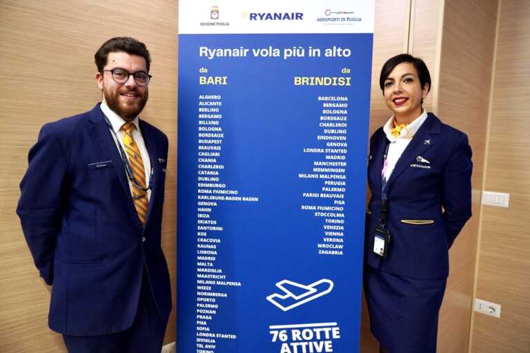 Ryanair cresce in Puglia: 6 nuove rotte per l’estate 2023 e investimenti per 500 milioni – VIDEO