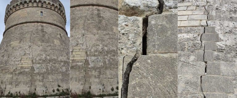Matera, preoccupanti crepe sulla torre del castello Tramontano