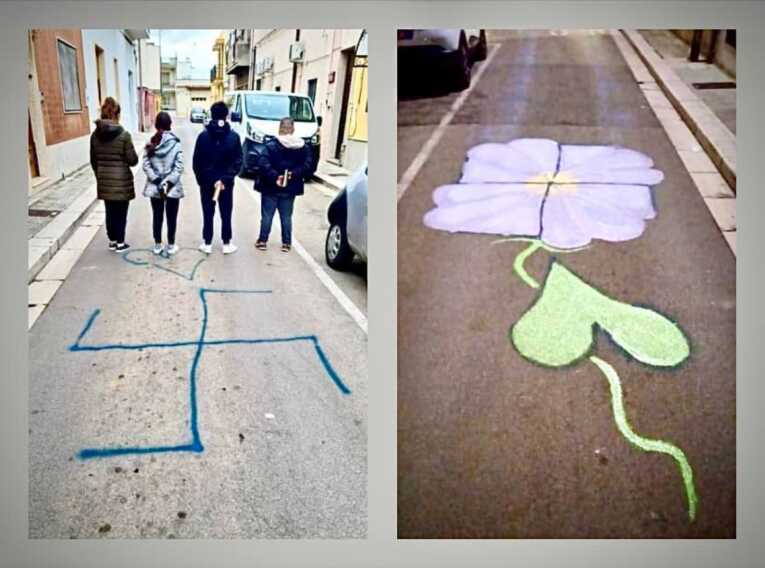 “Non poteva che nascere un fiore”: così i bimbi di Mesagne cancellano un simbolo dell’orrore
