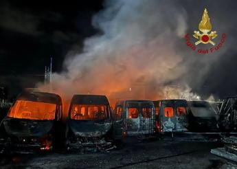 Galleria foto 'Roma, incendio in un deposito di scuolabus su via Ostiense: distrutti 22 mezzi' - foto 1