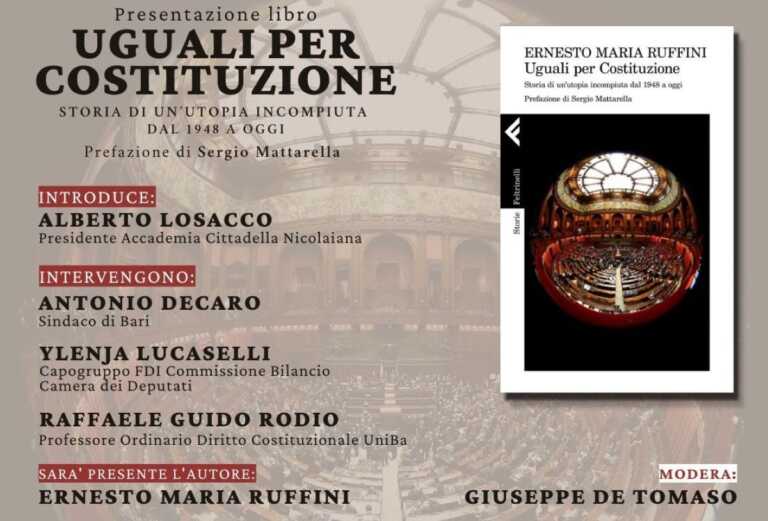 Galleria foto '“Uguali per Costituzione”: a Bari la presentazione del libro di Ernesto Maria Ruffini' - foto 1