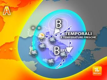 Galleria foto 'Maltempo non molla, ancora temporali e temperature sotto la media: ecco dove, mappa meteo' - foto 1