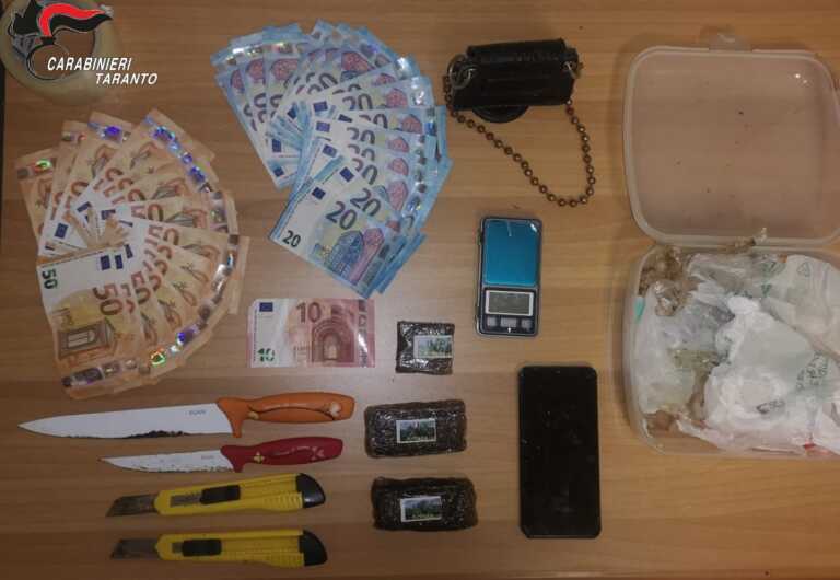 Arrestato un 27enne a Ginosa Marina: nascosti in un mobile in casa aveva droga e denaro