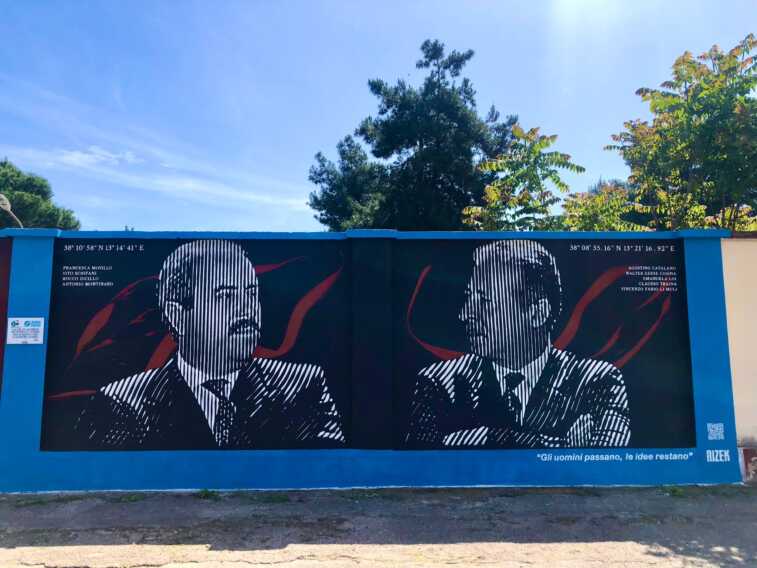A Bari un murale per Giovanni Falcone e Paolo Borsellino: «Eroi che hanno dato la vita per donare speranza»