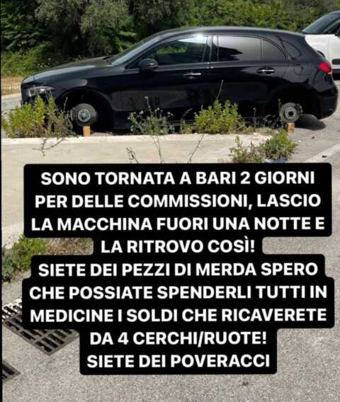 Bari, brutta sorpresa per il terzino Giacomo Ricci: rubate le ruote all’auto della compagna