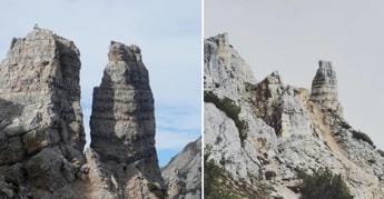 Galleria foto 'Frana sul Carega, crolla guglia dell”Omo’: cambia lo skyline delle Piccole Dolomiti' - foto 1
