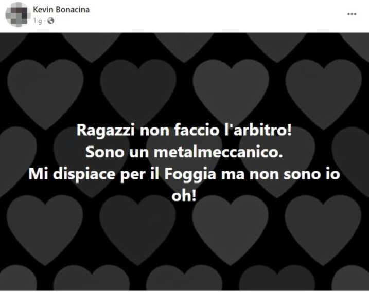 Galleria foto 'Insulti su Facebook all’arbitro di Foggia-Lecco, ma i tifosi sbagliano profilo: «Mi dispiace, ma sono metalmeccanico»' - foto 1