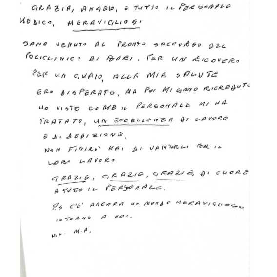 Galleria foto 'Bari, la lettera di un paziente al Pronto soccorso: «Ero disperato ma siete stati meravigliosi»' - foto 2