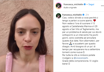 Francesca Michielin annulla due concerti: “Mi devo operare” – Video
