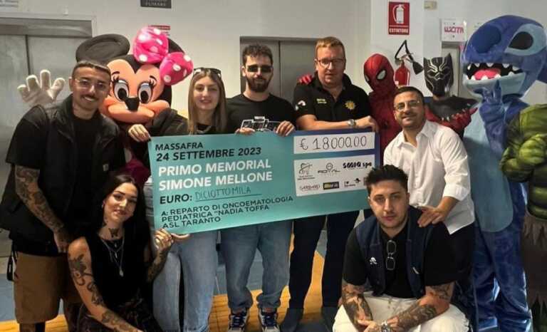 Taranto, donati 18mila euro all’Oncologia pediatrica “Toffa” nel nome di Simone Mellone