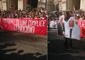 Galleria foto 'Manovra, studenti in corteo. A Roma cori pro Palestina e foto Meloni e Netanyahu sporchi di sangue' - foto 1