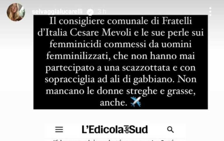 Mevoli, l’intervento di Selvaggia Lucarelli e la lettera di un giovane brindisino: «Ecco perché sbaglia»