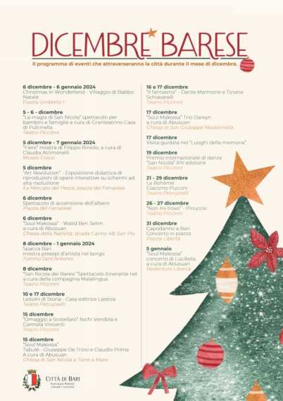 Galleria foto 'Natale a Bari: la città si prepara per le feste. Un ricco cartellone di eventi fino al 6 gennaio' - foto 1