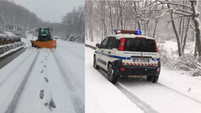 Neve sulla collina materana. Marrese: «Strade transitabili e continuamente monitorate»