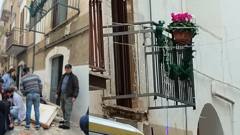 Crolla un balcone a Toritto: sotto shock una coppia ferita dai calcinacci