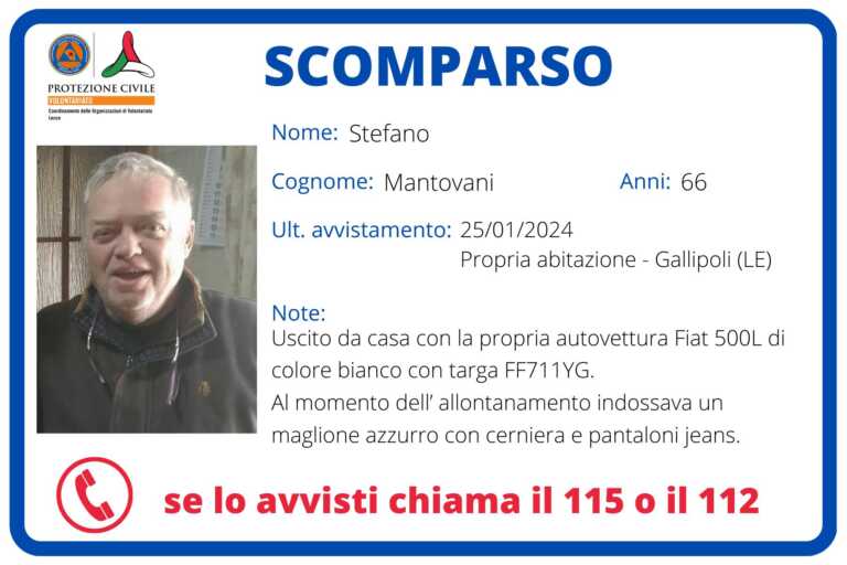 Gallipoli, giostraio 66enne scomparso nel nulla. Sono in corso le ricerche