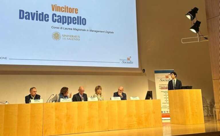 UniSalento, Davide Cappello secondo al Premio Socialis con la tesi sulla responsabilità d’impresa