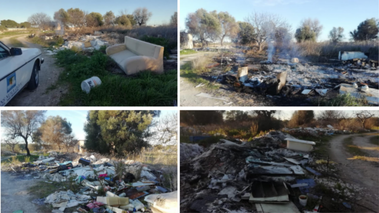 Bari, rifiuti e roghi nelle campagne alle porte della città