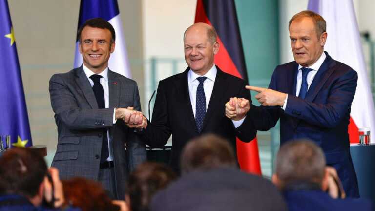 Macron, Scholz e Tusk. «L’unità contro Mosca non è in discussione»