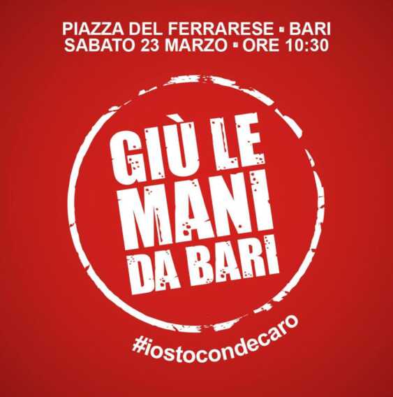 «Bari non si tocca», in piazza del Ferrarese una manifestazione a sostegno di Decaro