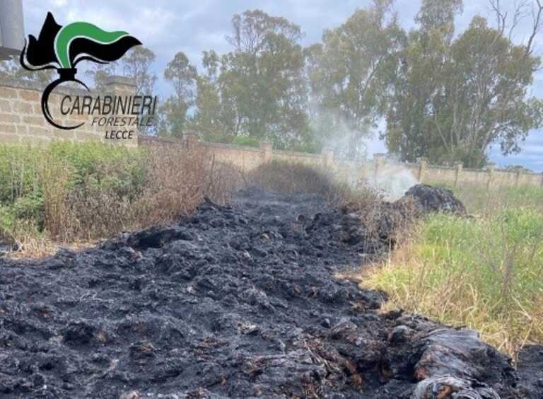 Rifiuti incendiati nelle campagne di Minervino di Lecce: denunciato il proprietario del fondo