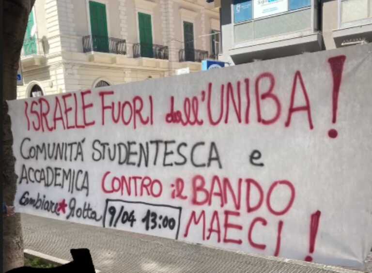 Cooperazione con le università di Israele: anche a Bari parte la protesta degli studenti