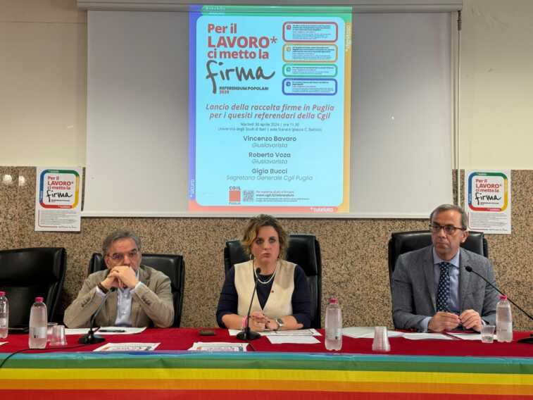 Lavoro, Bucci: «In Puglia il 93% dei contratti sono a termine». Via alla campagna referendaria della Cgil