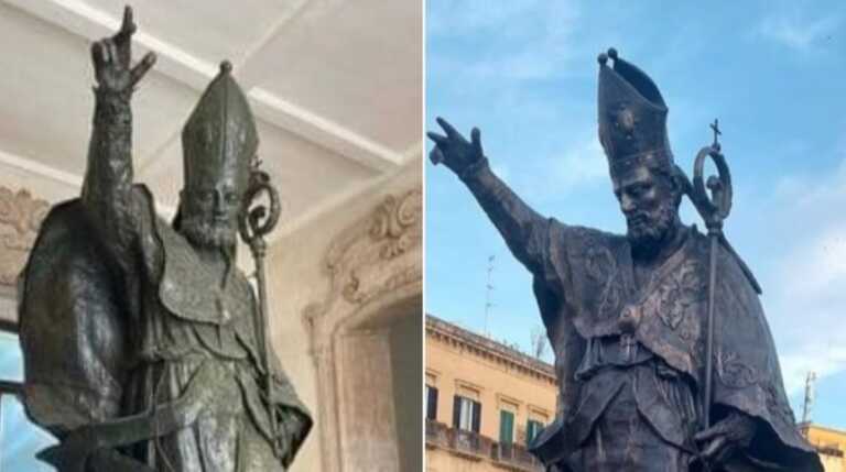 Lecce, Sant’Oronzo torna sulla colonna ma è polemica: «La statua è imprecisa e costosa»