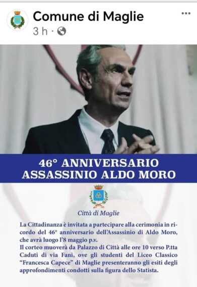 Galleria foto 'Maglie ricorda Aldo Moro ma sul manifesto la foto è sbagliata: clamorosa gaffe del Comune' - foto 1