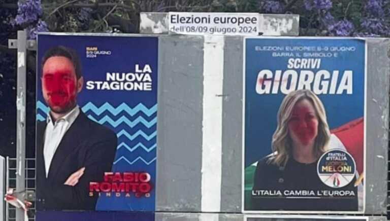 Bari, sfregiati i manifesti di Meloni e Romito: «Se pensano di abbatterci, si sbagliano di grosso»