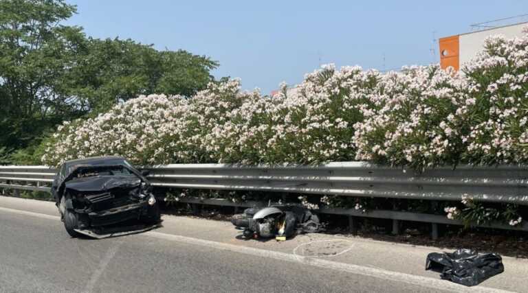 Bari, incidente auto-moto altezza uscita “San Pio”: centauro 78enne in codice rosso al Policlinico